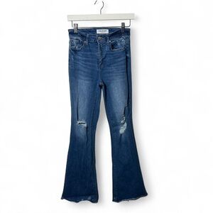 ENJEAN Denim Co. Distressed Flare Jeans Size 5/27 Medium Wash High Rise
